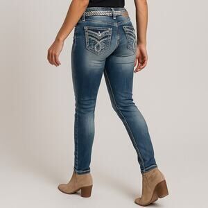NEW - Almost Famous Embellished Skinny Jeans w/ Belt VARIOUS PLUS SIZES 14 - 24